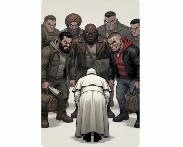 Pope bows to migrant ruffians