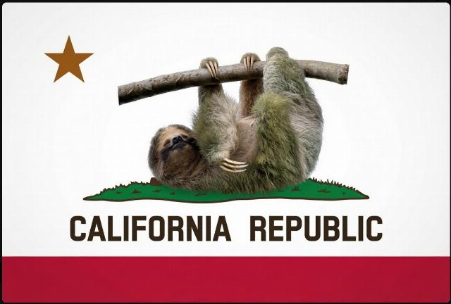 sloth on california flag ai illustration