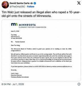 Tampon Tim Walz pardons a child rapist
