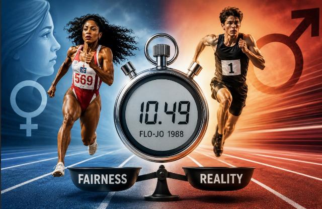 Male and female runners, illustration
