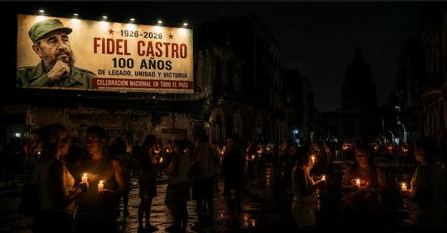 Castro centennial with candles