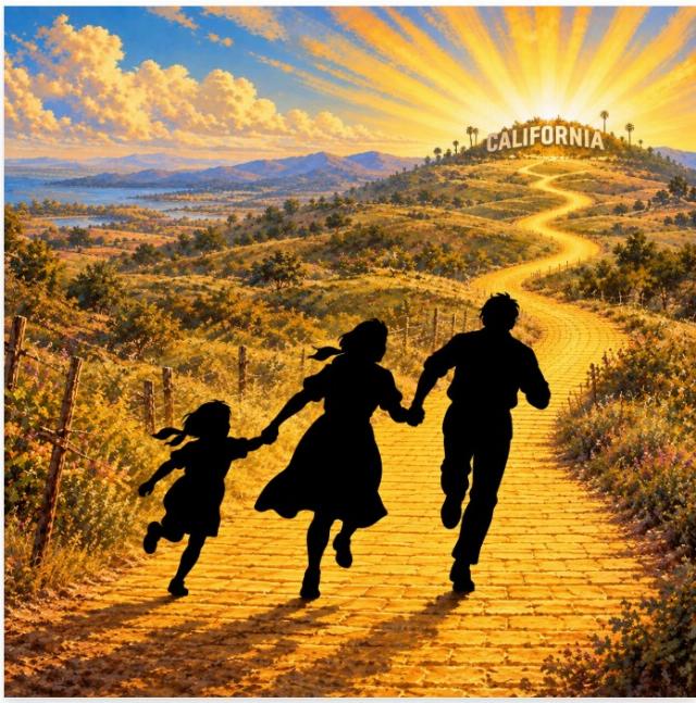 Illegals running to California illustration